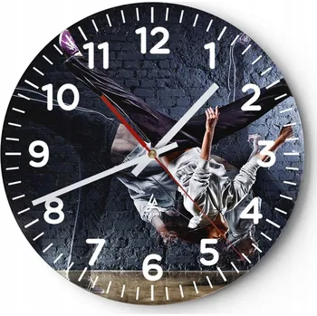 Hodiny Nástěnné hodiny do obýváku 40x40 Tanec Kulatý Skleněné hodiny Loft Tiché