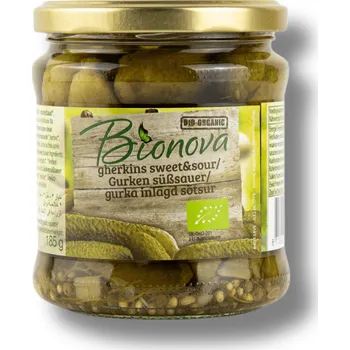 konzervovaná zelenina FZ Organic food Bio Sladkokyselé nakládané okurky 330 g