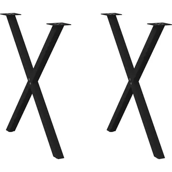 Stolová podnož OMAXI Nohy k jídelnímu stolu ve tvaru X, 2 ks, černé, 80 x (72-73) cm, ocel 315809