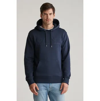 Pánská mikina MIKINA GANT EMBOSSED HOODIE EVENING BLUE
