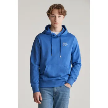 Pánské oblečení MIKINA GANT SCRIPT GRAPHIC SWEAT HOODIE RICH BLUE