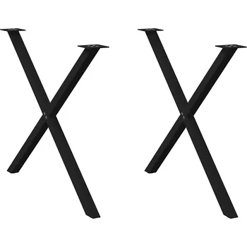 Jídelní stůl OMAXI Nohy k jídelnímu stolu ve tvaru X, 2 ks, černé, 90 x (72-73) cm, ocel 315847
