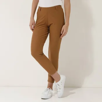 Dámská móda Komfortní tregíny s pružným pasem oříšková 38/40