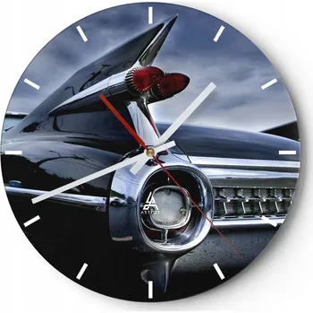 Hodiny Velké nástěnné hodiny na zeď 40x40 Auto Skleněné hodiny Kulatý Tiché