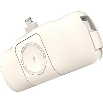 Powerbanka Externí baterie / powerbank WOZINSKY 5000 mAh - vestavěný USB-C / Lightning / Watch - béžová