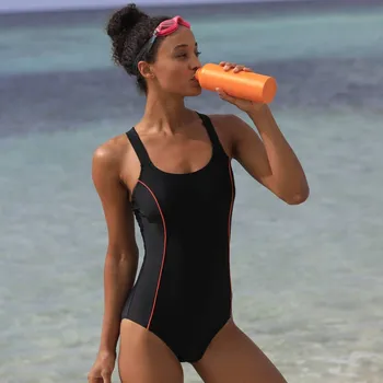 Dámské plavky Jednobarevné jednodílné plavky Lohena černá/oranžová 40