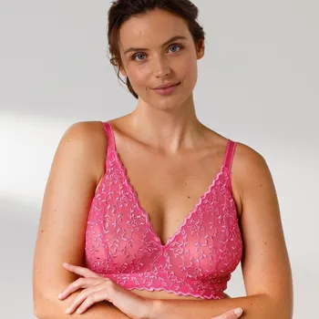 Podprsenka Trojúhelníková podprsenka Batlow z vyšívaného tylu, bez kostic růžová 90C