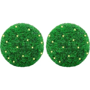 umělá květina OMAXI Umělé buxus koule s LED světly 2 ks zelené 45 cm 902801