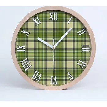 Hodiny Tiché nástěnné dřevěné hodiny zelená kostka průměr 30 cm