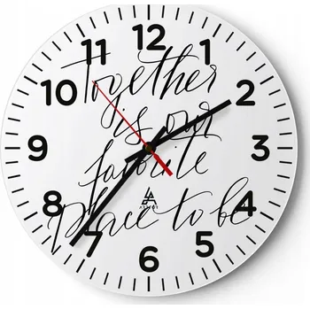 Hodiny Kuchyňské nástěnné hodiny 30x30 Typografie Moderní skleněné hodiny Tiché