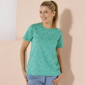 Dámské tričko Tričko s potiskem a krátkými rukávy zelená/režná 50