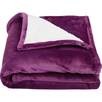 Dětská deka Blancheporte Oboustranná deka sherpa a fleece černý rybíz 75x100 cm