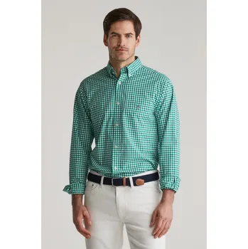 Pánské oblečení KOŠILE GANT REG CLASSIC POPLIN GINGHAM SHIRT DEEP GREEN