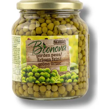 konzervovaná zelenina BIONOVA | Bio Sterilovaný hrášek ekologicky pěstovaný, ideální do jídel a příloh - 350 g