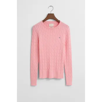 Dámský svetr SVETR GANT STRETCH COTTON CABLE C-NECK GERANIUM PINK