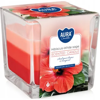 Svíčka Parafínová vonná svíčka Hibiscus - Bílá šalvěj Aura 1 ks