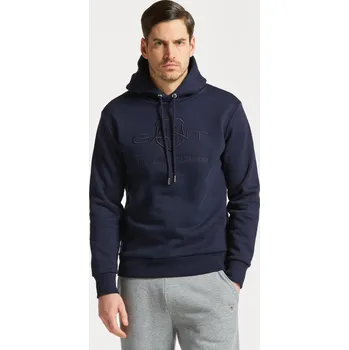 Pánské oblečení MIKINA GANT REG TONAL SHIELD HOODIE EVENING BLUE