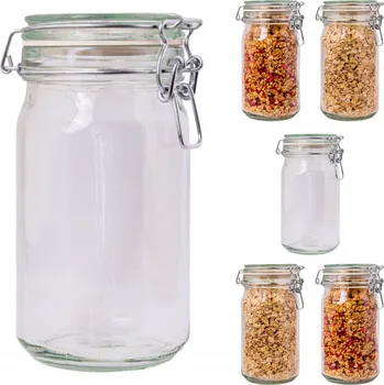 Sklenice 810 ml ZAVAŘOVACÍ SKLENICE hermetická se skleněným víčkem a patentovým uzávěrem 0,8 l 6 Ks