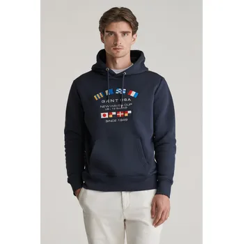 Pánské oblečení MIKINA GANT GRAPHIC SWEAT HOODIE EVENING BLUE