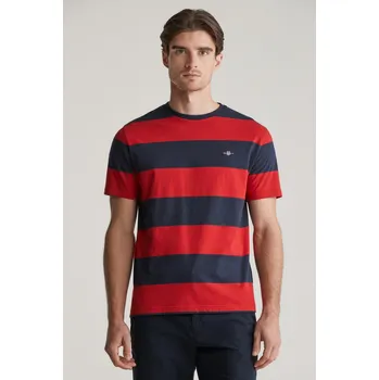 Pánské oblečení TRIČKO GANT BAR STRIPE SS T-SHIRT RUBY RED