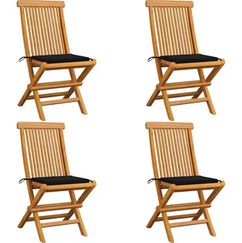 OMAXI Zahradní židle s černými poduškami 4 ks masivní teak 264997