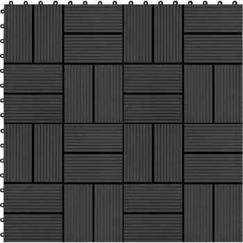 Terasové prkno OMAXI 22 ks terasové dlaždice 30 x 30 cm 2 m² WPC černé 716008