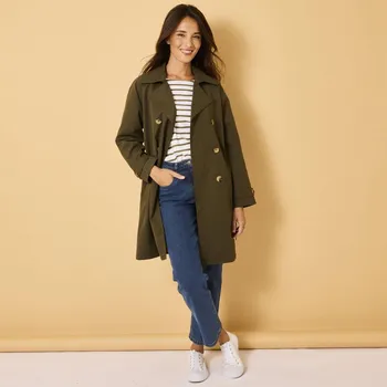Dámský kabát Nepromokavý trenčkot s odnímatelným páskem khaki 38