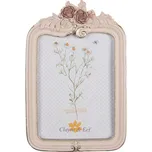 Pastelově růžový fotorámeček s květy - 14*2*22/ 10*15 cm