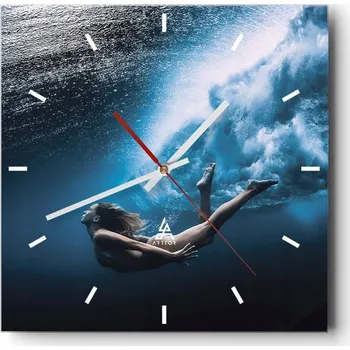 Hodiny Nástěnné hodiny do kuchyně 30x30 Žena Stylové hodiny na skle Loft Tiché