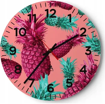 Hodiny Nástěnné hodiny do obýváku 40x40 Abstrakce Kulatý Skleněné hodiny Loft Tiché