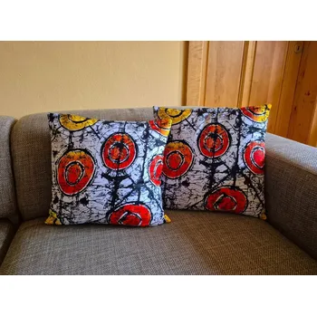 Povlak na dekorativní polštářek Povlak na polštářek batika oranžové kruhy