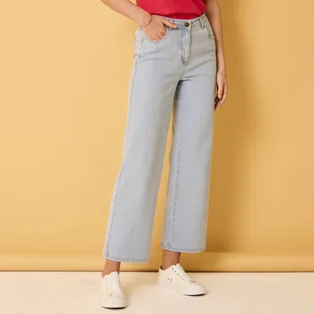 Dámské džíny Široké 7/8 džíny sepraná modrá 50