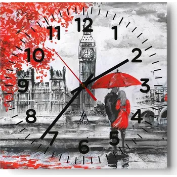 Hodiny Nástěnné hodiny do obýváku 40x40 Město Bez Hlučné Skleněné hodiny Tiché