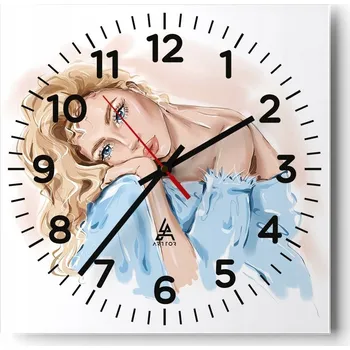 Hodiny Kuchyňské nástěnné hodiny 30x30 Žena Skleněné hodiny do obýváku Moderní Tiché