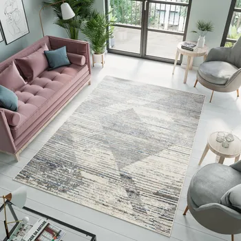 Koberec Kusový koberec Portland - geometrické tvary 3 - šedý/modrý Rozměr koberce: 120x170 cm