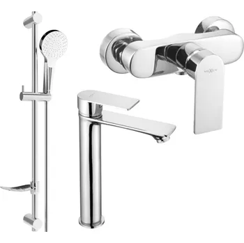 Vodovodní baterie MEXEN/S - Royo DF05 Set umyvadlové a sprchová baterie s příslušenstvím, chrom 72214DF05-00