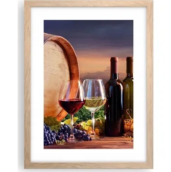 Obraz Obraz plakát v rámu světlý dub do obýváku 30x40 vinice plakáty na zeď