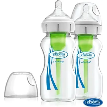 Kojenecká láhev DR.BROWN'S Láhev antikolik Options+ široké hrdlo 2x270 ml sklo