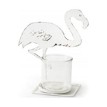 Obraz Retro svícen kov + sklo PLAMEŇÁK 25 cm bílý