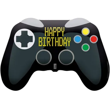 Balónek Amscan / Reithmüller Balonek fóliový Happy Birthday herní ovladač, 71 cm