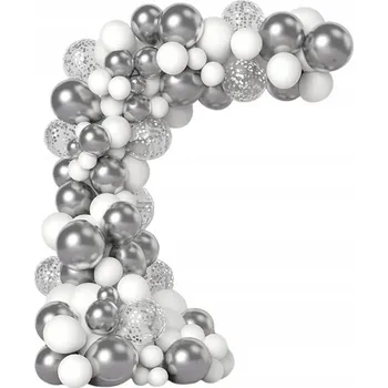 Balónek Balónková girlanda stříbrno-bílá sada 112 ks balónky + páska
