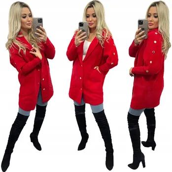 Dámský kabát Soprato dámský oversize kabát alpaka s knoflíky přechodný univerzální