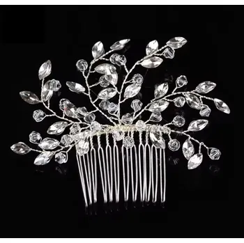 Souprava šperků B-TOP Hřeben do vlasů s krystaly a kamínky - stříbrná