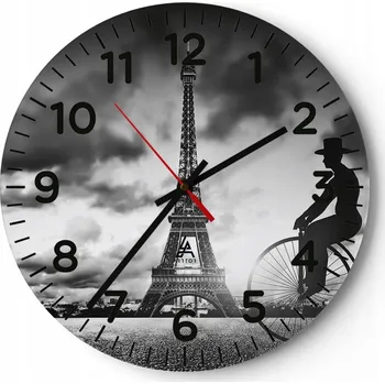 Hodiny Velké nástěnné hodiny 40x40 Paříž Skleněné hodiny Kulatý Tiché