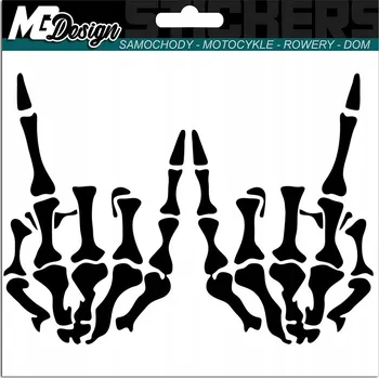 Samolepicí dekorace na vozidlo NÁLEPKA na auto KOSTRA FUCK FINGER HANDS 11x15