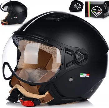 Helma na motorku MOTOCYKLOVÁ PŘILBA OTEVŘENÁ | VITO MODA MATNÁ | SKÚTR CHOPPER ECE 22.06 LEHKÁ