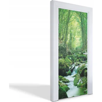 Fototapeta Dekorační samolepící fólie na dveře Zelený lesní potok 85x205 cm