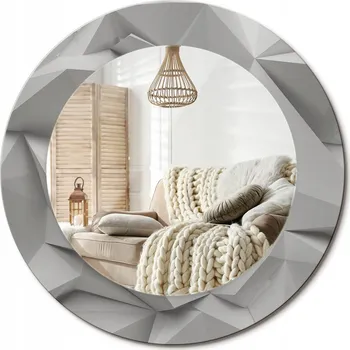 Zrcadlo Zrcadlo s potiskem fi 50 cm Abstraktní bílý křišťál