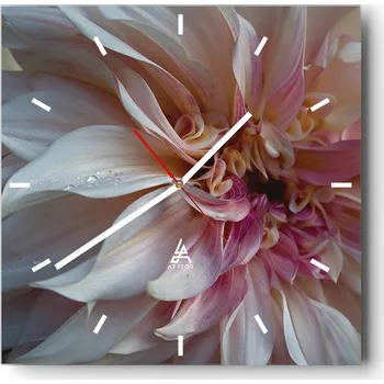 Hodiny Velké nástěnné hodiny na zeď 40x40 Květinové skleněné hodiny Čtvercové Tiché