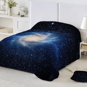 přikrývka Blancheporte Přikrývka z mikrovlákna s potiskem Galaxie 200g/m2 modrá 220x240 cm